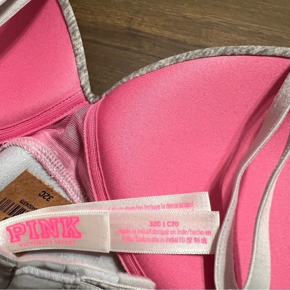 PINK Victoria's Secret Wear Everywhere Wireless Push Up Bra Padded Band 32C Gray - Picture 5 of 5